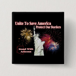 Badge Carré 5 Cm Support Arizona SB 1070 - Unite to Save America