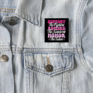 Badge Carré 5 Cm Support en ruban rose Admirez la sensibilisation a