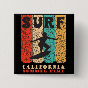 Badge Carré 5 Cm Surf Californie