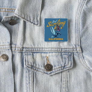 Badge Carré 5 Cm Surf de squelette vintage en Californie