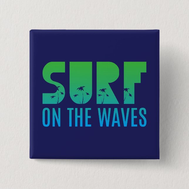 Badge Carré 5 Cm Surf sur l'affiche de vagues (Devant)