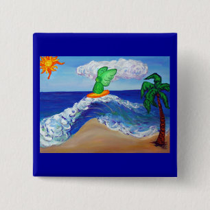 Badge Carré 5 Cm Surfing Angel Raphael Button