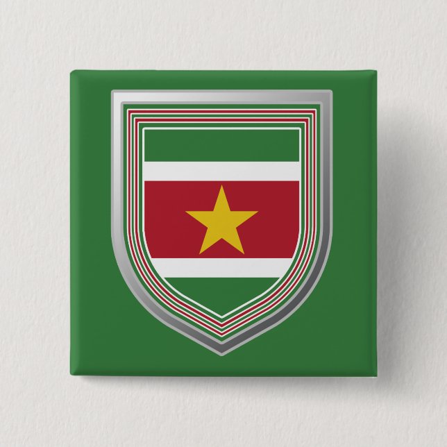 Badge Carré 5 Cm Suriname Flag Shield (Devant)