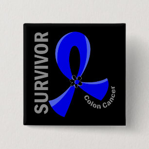 Badge Carré 5 Cm Survivant 12 de cancer du colon