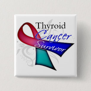 Badge Carré 5 Cm Survivant - cancer de la thyroïde