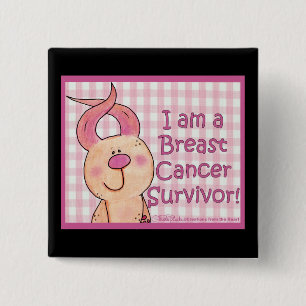 Badge Carré 5 Cm Survivant du cancer du sein