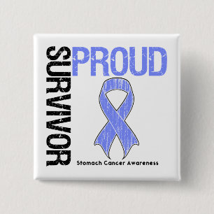 Badge Carré 5 Cm Survivant fier - cancer de l'estomac
