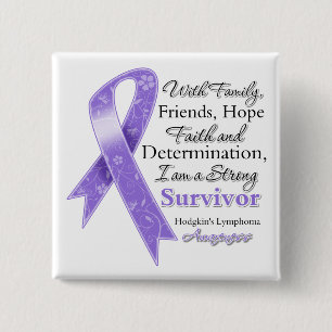 Badge Carré 5 Cm Survivant fort de soutien de lymphome de Hodgkins