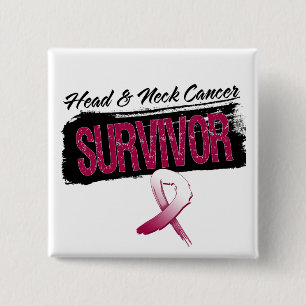Badge Carré 5 Cm Survivant frais de cancer de la tête et du cou
