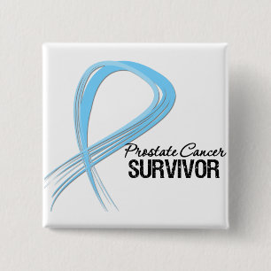 Badge Carré 5 Cm Survivant grunge de cancer de la prostate de ruban