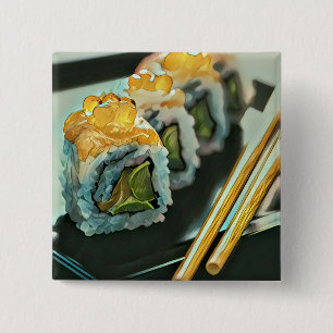 Badge Carré 5 Cm sushi japonais