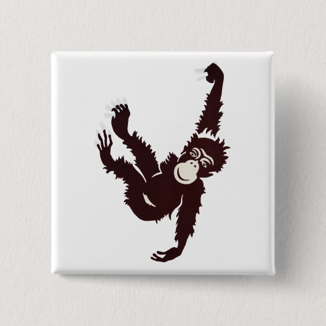 Badge Carré 5 Cm Suspendre le singe (Devant)
