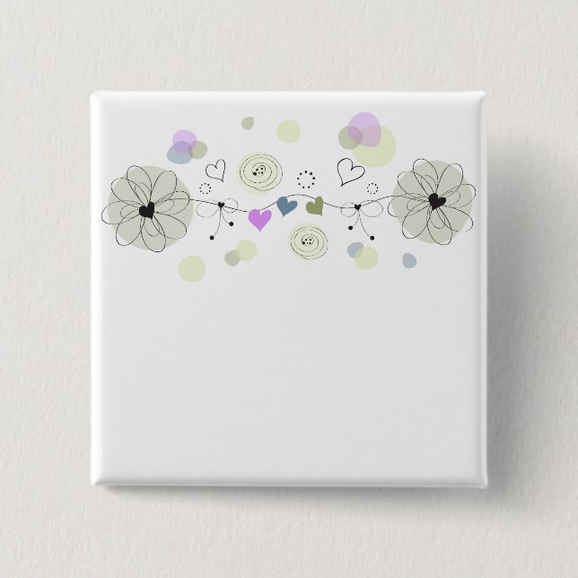 Badge Carré 5 Cm Sweet Flowers (Devant)