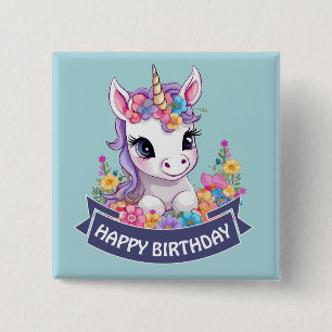 Badge Carré 5 Cm Sweet Magique Baby Unicorn