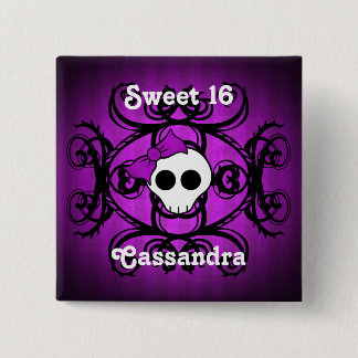 Badge Carré 5 Cm Sweet sixteen pourpre