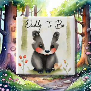 Badge Carré 5 Cm Sweet Woodland Skunk Papa to Be Baby shower