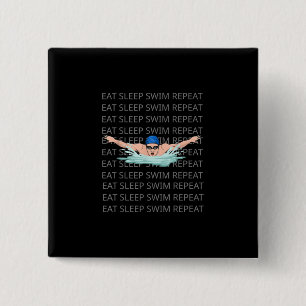 Badge Carré 5 Cm Swimmer Love Funny Swimming Sport Boy