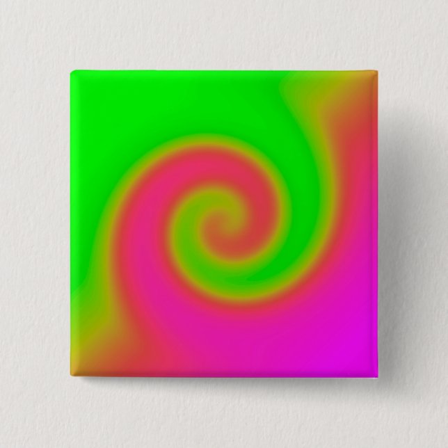 Badge Carré 5 Cm Swirl Green Pink (Devant)