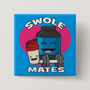 Badge Carré 5 Cm SWOLEMATATES Funny Bodybuilding Protein Shake