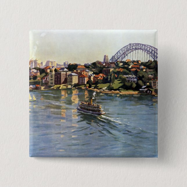 Badge Carré 5 Cm Sydney Harbour Australie (Devant)