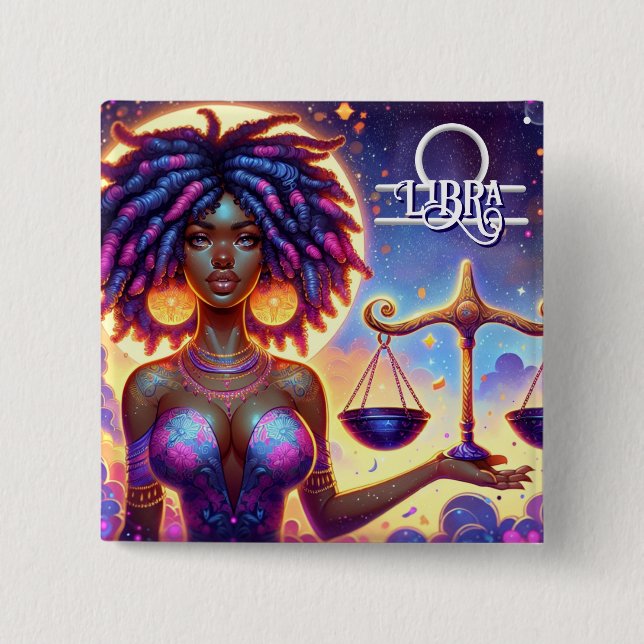 Badge Carré 5 Cm Symbole astrologique Horoscope Librairie Zodiac (Devant)