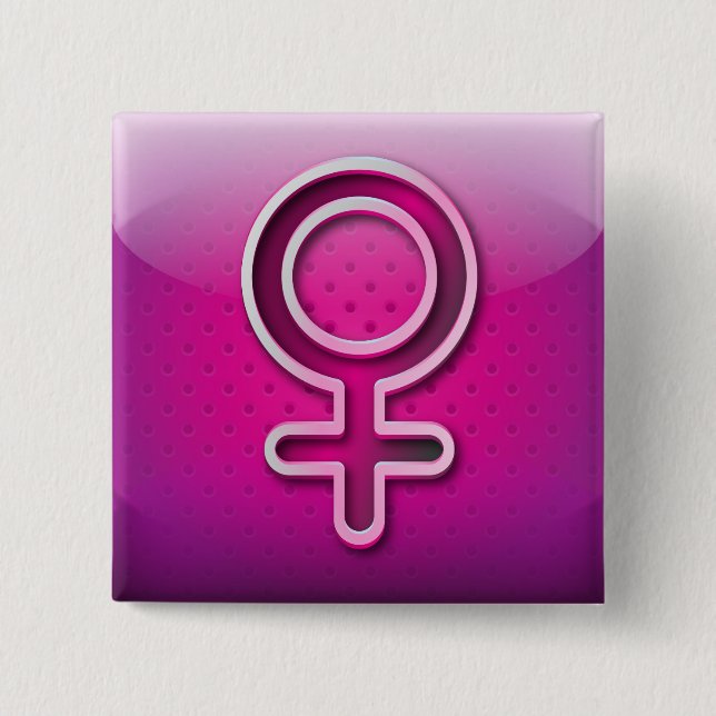 Badge Carré 5 Cm Symbole brillant de femme de genre de bouton (Devant)