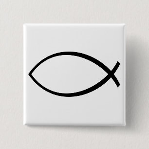 Badge Carré 5 Cm Symbole Christian Fish (Ichthys)