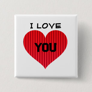 Badge Carré 5 Cm Symbole d'amour du coeur rouge-18374