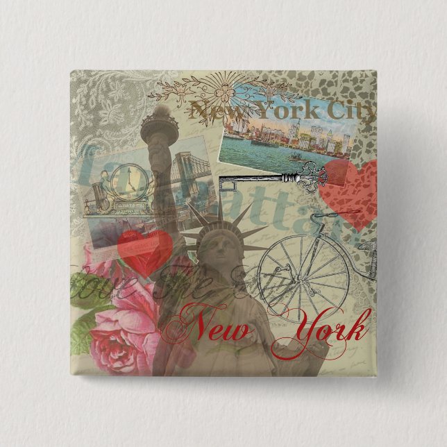 Badge Carré 5 Cm Symbole d'Art de New York (Devant)