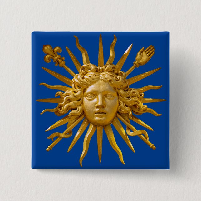 Badge Carré 5 Cm Symbole de Louis XIV le Roi Soleil (Devant)