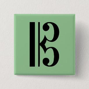 Badge Carré 5 Cm Symbole de musique de C-Clef