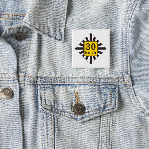 Badge Carré 5 Cm Symbole de trafic d'éclatement de soleil de 30 kmh