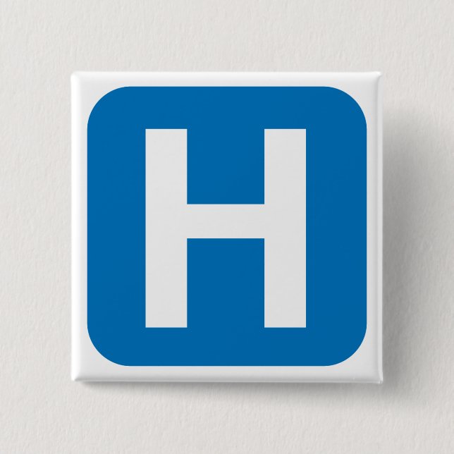 Badge Carré 5 Cm symbole d'hôpital (Devant)