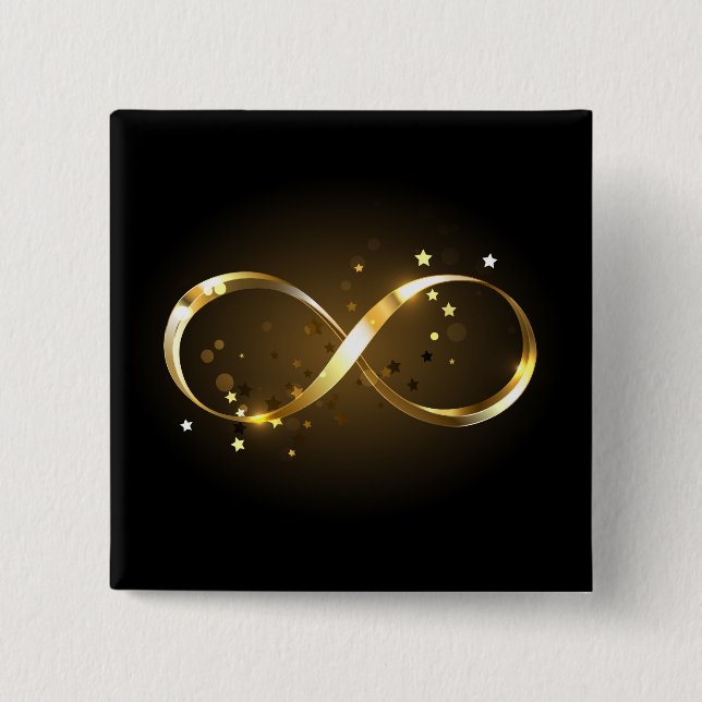 Badge Carré 5 Cm Symbole d'infini doré (Devant)