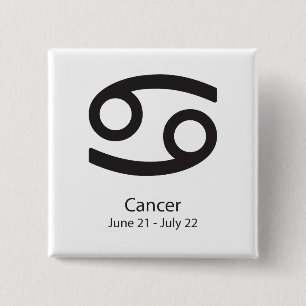Badge Carré 5 Cm Symbole du cancer du zodiaque 21 juin - 22 juillet
