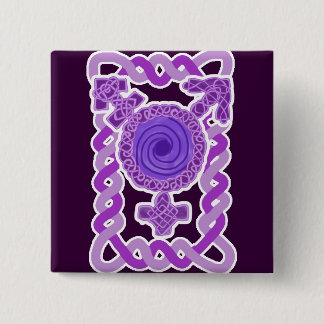 Badge Carré 5 Cm Symbole pourpre de transsexuel de Knotwork de