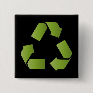 BADGE CARRÉ 5 CM SYMBOLE RECYCLE