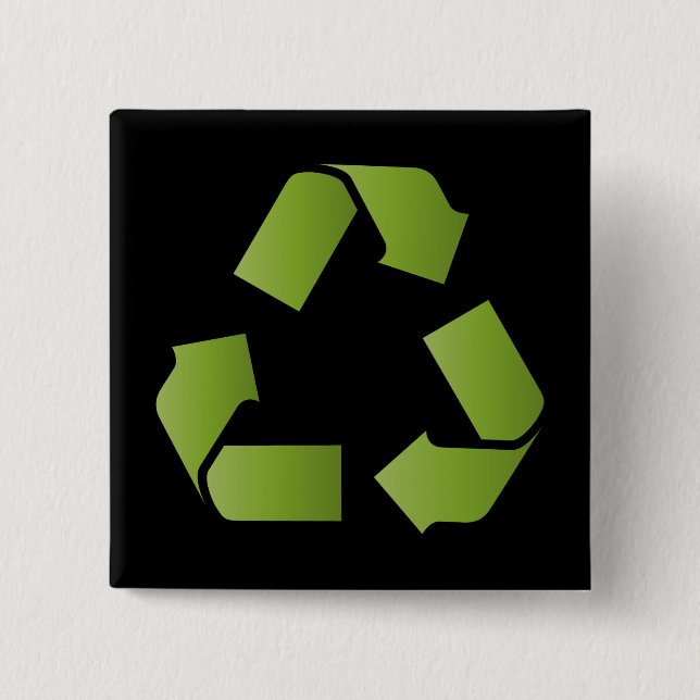 BADGE CARRÉ 5 CM SYMBOLE RECYCLE (Devant)