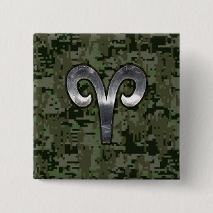 Badge Carré 5 Cm SYMBOLE Zodiaque Aries Camouflage numérique Woodla