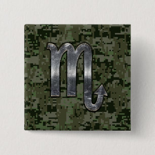 Badge Carré 5 Cm SYMBOLE Zodiaque Scorpio Camo numérique Woodland