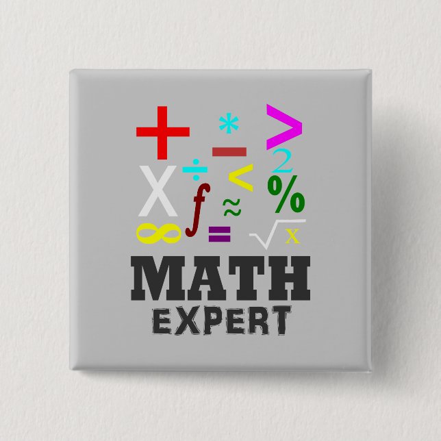 Badge Carré 5 Cm Symboles de maths (Devant)