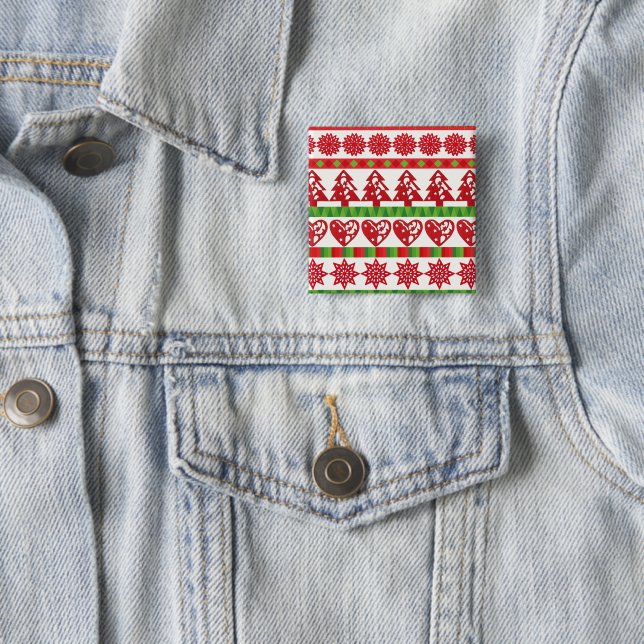 Badge Carré 5 Cm Symboles de Noël (En situation)