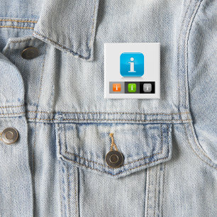 Badge Carré 5 Cm Symboles d'information vernis modernes