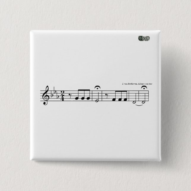 Badge Carré 5 Cm Symphonie Beethoven No 5 Badge (Devant)