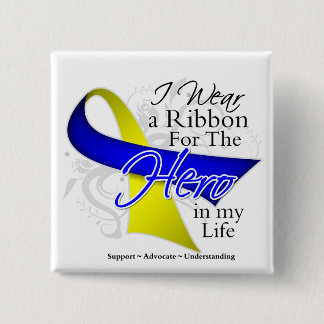 Badge Carré 5 Cm Syndrome de Down Ribbon Hero dans ma vie