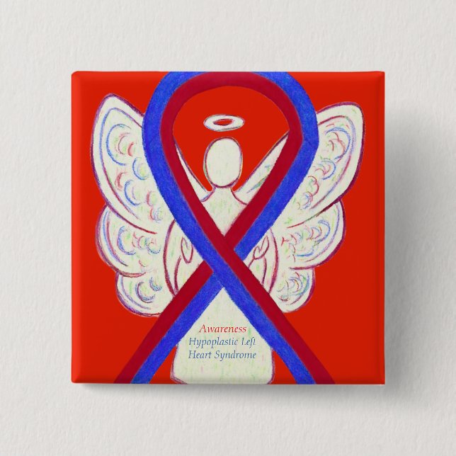 Badge Carré 5 Cm Syndrome du coeur gauche Hypoplastique Pins à ruba (Devant)