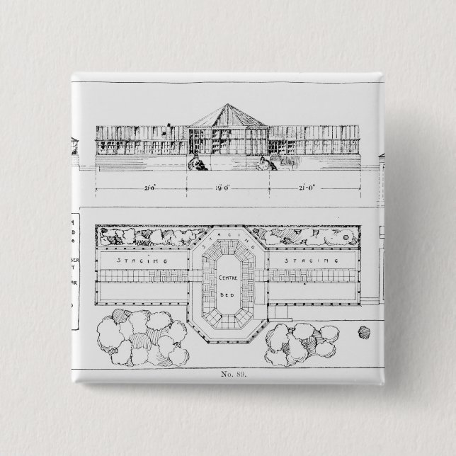 Badge Carré 5 Cm Système de chauffage pour une serre chaude, un (Devant)