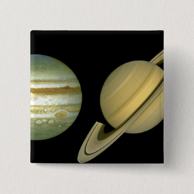 Badge Carré 5 Cm Système solaire ~ Vue longue (Devant)