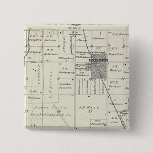 Badge Carré 5 Cm T19S R26E Carte de la section du comté de Tulare