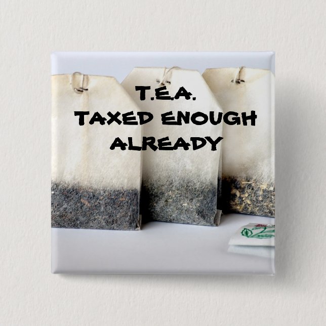 Badge Carré 5 Cm T.E.A. Bouton (Devant)